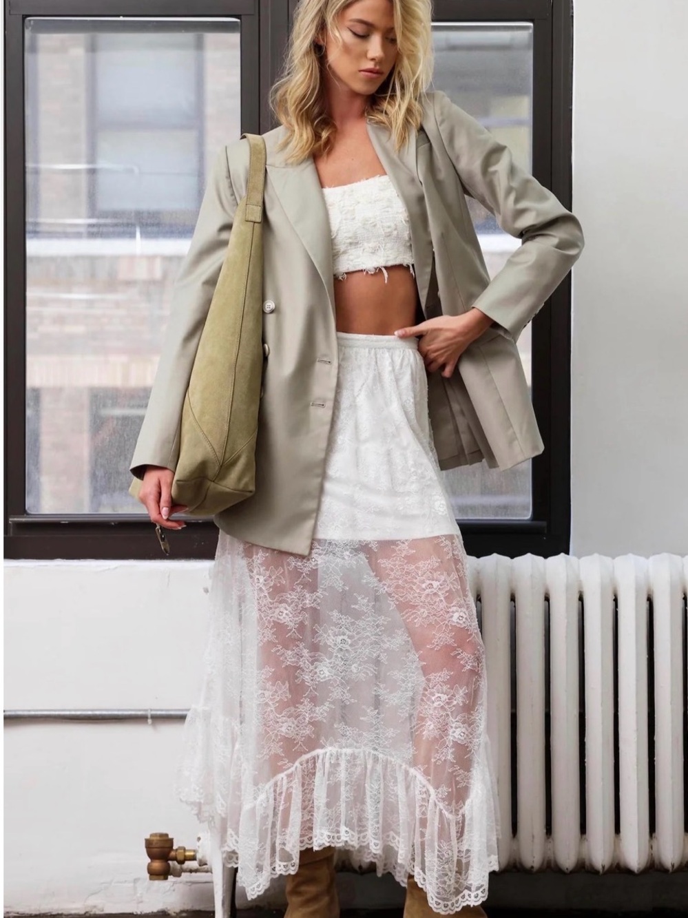 Walter Baker White Lace Sheer Maxi Skirt ** ONLY SkIRT
